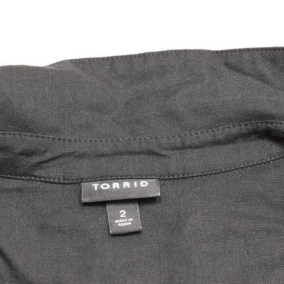 Torrid Women's Blouse V Neck Long Sleeve Solid Polyester Black Plus Size 2 - Picture 7 of 8